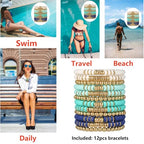 12pcs Friendship Bracelets Beaded Bracelets Heishi Bracelet Cute Bracelets Stack Vinyl Clay Disc Bead Surfer Stretch Summer Beach Bracelets For Women Preppy Bracelets - color: B-color 5