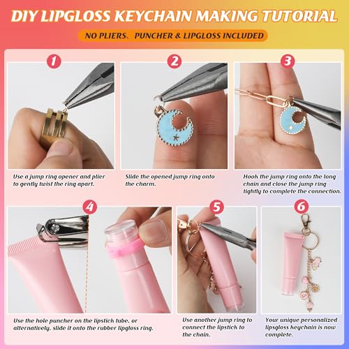 Starry 176 Pcs DIY Keychain Making Kit with Charms,Including 10 Keychain Clips 10 Extender Chains 30 Charms Jewelry Plier, Bag Charm Keychains Making Supplies for DIY and Jewelry Making - color: 176 Pcs
