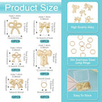 FASHEWELRY Golden Bow Connector Charms Bulk, Christmas Bowknot Link Charms, Infinity Links Geometric Hollow Bezel Pendants for Earring Bracelet Necklace Keychains Jewelry Making - color: Golden, 5 Styles