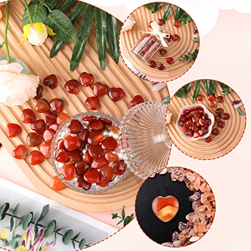Gerrii 50 Pcs Heart Healing Stone Bulk Quartz Heart Inspirational Stones Gift for Women Love Pocket Polished Natural Energy Balancing Meditation 0.8 Inch(Red Carnelian Agate) - color: Red Carnelian Agate