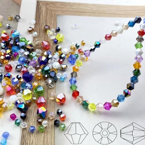 600pcs 3mm Bicone Crystal Glass Beads Faceted Bicone Crystal Beads Bulk Glass Spacer Beads for Bracelets Necklace Pendants Earrings DIY Jewelry Craft Making(Crystal Purple AB) - color: Crystal Purple AB, size: 3mm