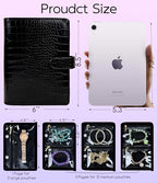 Travel Jewelry Organizer Case,Small Jewelry Bags Jewelry Storage Book Ring Binder with Clear Zipper Velvet Pouch for Traveling - color: Black
