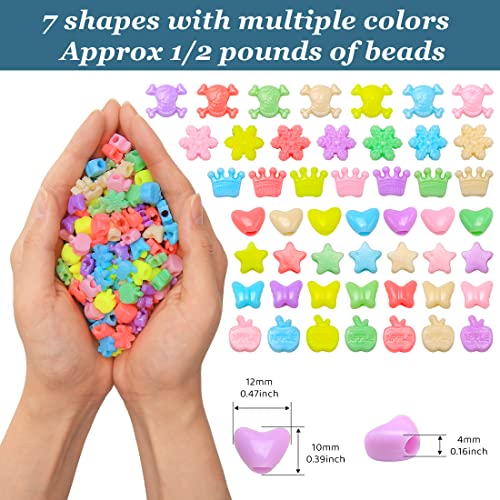 Eppingwin 1/2 pounds Shaped Pony Beads - color: Multi-Shaped, size: Medium Pack