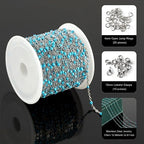 UMAOKANG 33 Feet/10M Stainless Steel Chain for Jewelry Making Light Blue Enamel Beaded Chain Bulk with Lobster Clasps and Jump Rings - color: Light Blue Bead-Steel