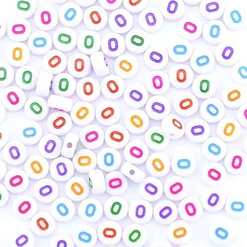 300Pcs Vowel Letter Beads O 4X7mm Individual Round Alphabet Beads for Friendship Bracelets Making - color: Round - O