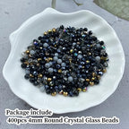 400pcs 4mm Round Crystal Glass Beads Round Faceted Spacer Beads for Jewelry Making Bracelet Earring Necklace Wind Chimes Suncatchers DIY Craft Making Supplies(Black Series) - color: Black Series, size: 4mm