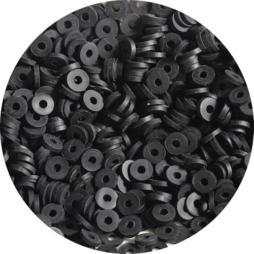 Clay Beads, 4000Pcs Black Clay Heishi Beads for Bracelets Making, Flat Round Polymer Heishi Beads for DIY Jewelry Making