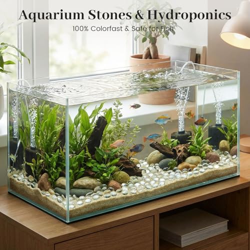 FUTUREPLUSX 5 Lb Clear Flat Glass Marbles, 500PCS Clear Flat Gems Transparent Aquarium Pebbles Vase Filler Beads Table Scatters - color: Transparent