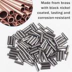 JSHANMEI 100pcs Fishing Single Barrel Crimp Sleeves, Strong Crimps Copper Wire Connectors for Rigging Fishing Leaders, Versatile Crimping Loop Sleeve - size: 100pcs-1.8mm Inner Dia