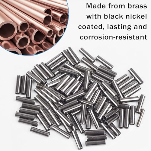 JSHANMEI 100pcs Fishing Single Barrel Crimp Sleeves, Strong Crimps Copper Wire Connectors for Rigging Fishing Leaders, Versatile Crimping Loop Sleeve - size: 100pcs-0.6mm Inner Dia