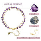 Farfume Crystal Bracelet Beaded Bracelets 4mm Natural Stone Beads Gemstone Handmade Jewelry Valentine's Day Gifts - color: Amethyst-Clarity & Awareness