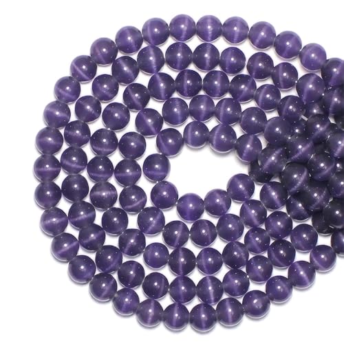 MJDCB 30pcs Purple Cat Eye Stone Beads 12mm Round Crystal Loose Bead for Jewelry Making DIY Bracelets Necklace - color: Purple, size: 12mm(30pcs)