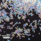 0.4lbs 1-3mm Tiny Glass Beads Iridescent No Hole Crystal Mini Nail Beads Water Droplet Small Glass Balls Bulk for Nail Art Crafts DIY Vases Resin Filler Jewelry Making Supplies - color: Clear AB