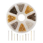 Craftdady 650Pcs Flat Head Pins 16mm 20mm 30mm Mixed Colors Wire Headpins for Jewelry Making - color: Gold & Silver, Flat Headpins