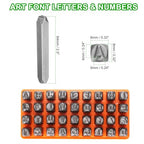 HARFINGTON 36pcs Metal Stamping Kit 1/4" (6mm) Steel Uppercase Letter and Number Punch Set (A-Z / 0-8 / "&" Symbol) Punch Press Tool with Case for Imprinting Metal Plastic Wood Leather - size: 1/4"