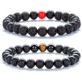 Hamoery Men Women 8mm Tiger Eye Stone Beads Bracelet Elastic Natural Stone Yoga Bracelet Bangle - color: A-2 Pcs Set 4-21003