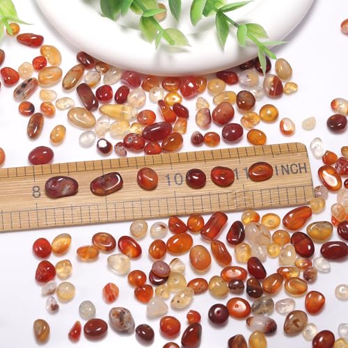 400pcs Natural Chip Stone Beads for Jewelry Making Red Agate 5-8mm Irregular Gemstones Healing Crystal Loose Rocks Bead Hole Drilled for Ring Earrings Necklace Bracelet Making DIY Art Crafts - color: Red agate(2 Strands-62")