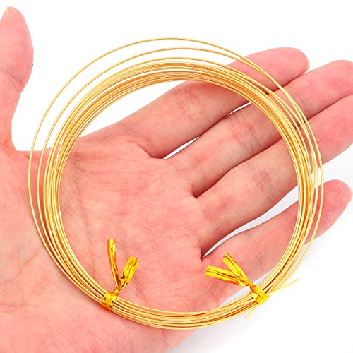 BEADIA 18K Gold Plated Wire 0.8mm 5 Meters Bead Cord for Bracelet Necklace Charm Beading Jewelry Making Findings - size: 0.8mm, style: 18K Gold