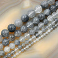 AD Beads Natural Gemstone Smooth Round Loose Beads 15" 4mm 6mm 8mm 10mm 12mm (4mm, Cloud Crystal Quartz) - color: Cloud Crystal Quartz, size: 4mm