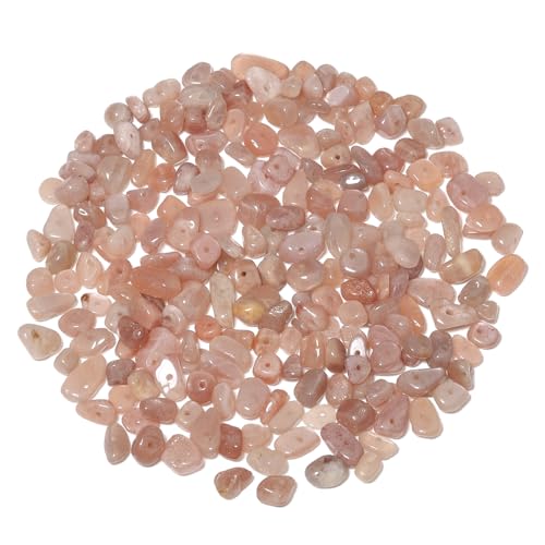 30in Sunstone Natural Chip Stone Beads 5-8mm About 230pcs, Irregular Drilled Light Orange Pink Bead for Bracelets Jewelry Making Supplies for Adults, DIY Crafts. - color: Sunstone