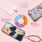 Marble Beaded Phone Wrist Strap,Detachable Phone Bracelet Strap with Tether Tab,Hands-Free Wristlet Strap (Sweet Cherries) - color: Sweet Cherries