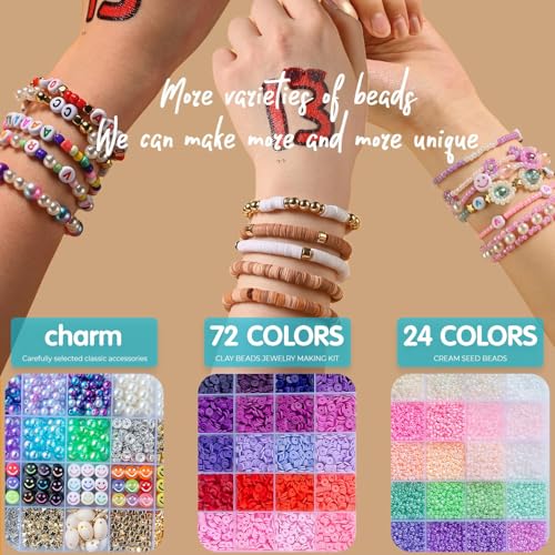 SJZWSD 6-Box Friendship Bracelet Making Kit - 16,000pcs Clay, Seed & Glass Beads Collection, Letter Beads, Charms - color: Multicolored