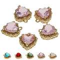 Crystal Zirconia Gold Plated Brass Charms for Jewelry Making Bracelet Necklace Earring Pendant Craft Supplies DIY Accessories - color: HeartA-Pink-5Pcs