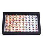 ZLY Jewelry Rings Display Tray Velvet 100 Slot Case Box Jewelry Storage Box - color: Black