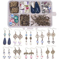 SUNNYCLUE 1 Box DIY 10 Pairs Porcelain Earring Making Starter Kit with Porcelain Beads, Spacer Bead, Earring Hooks Jewelry Arts Craft Supplies Findings for Beginners Women Gift, Instruction