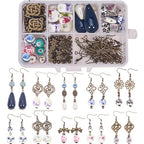 SUNNYCLUE 1 Box DIY 10 Pairs Porcelain Earring Making Starter Kit with Porcelain Beads, Spacer Bead, Earring Hooks Jewelry Arts Craft Supplies Findings for Beginners Women Gift, Instruction