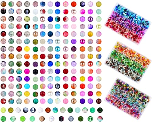 XSEINO About 3800PCS 8mm Glass Beads Bracelet Making Set, 208 Assorted Colors Crystal Glass Beads for Making and DIY Crafts - color: Multicolor