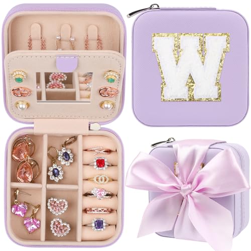 CHMI Travel Jewelry Case, Purple Travel Jewelry Box, Travel Jewelry Organizer, Travel Gifts for Women Girls, Jewelry Organizer Box, Birthday Gifts for Women, Christmas Gifts for Teens Girls - W - color: Purple, size: W