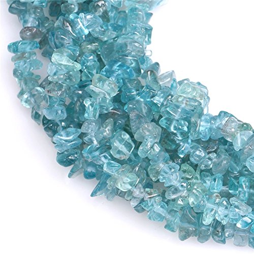 HAAMIIQII 4-6mm Natural Apatite Chip Beads Irregular Chip Stones Loose Gemstone Beads for Jewelry Making Strand 30 Inch - color: Apatite
