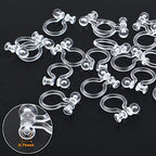 20 Pieces Clear Clip-on Earring Converters Component Resin Earring Findings Fit 0.75mm Pins for Non-Pierced Ears DIY Earring Making Supplies