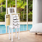 Giantex Jewelry Cabinet Armoire Box Storage Chest Necklace Stand Organizer - color: White