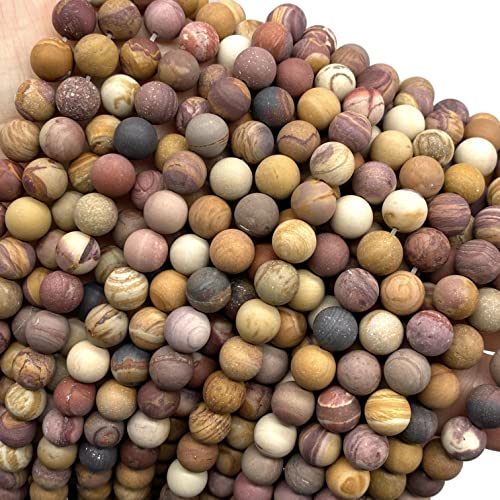 ABCGEMS Velvet-Matte-Finished American Sunset Mookaite Beads (Enhance The Stone's Inherent Texture and Nature Hues with a Non-Glare Aesthetic) Smooth Round 8mm (Non-Shiny) - color: Sunset Mookaite (From USA)