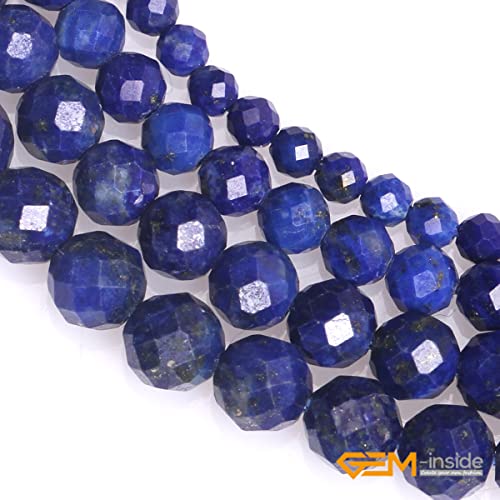 GEM-Inside 2mm Natural Blue Lapis Lazuli Gemstone Semi Precious Round Faceted Spacer Beads for Jewelry Making 15" - color: AA Blue Lapis Lazuli, size: 2mm