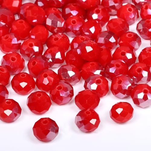 1000pcs 4mm Crystal Glass Beads for Jewelry Making Faceted Rondelle Flat Beads for Bracelets Necklace Earrings DIY Crafts (AB Red Jade Half-Plated Crystal Bead) - color: AB Red Jade Half-Plated Crystal, size: 4mm