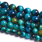 12mm 32PCS Peacock Blue Tiger Eye Stone Beads Natural Crystal Spacer Loose Beads for Jewelry Making DIY Bracelet Semi Precious 1 Strand 15 inches - color: Blue Tiger Eye, size: 12mm