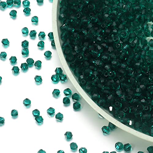 1000pcs Crystal Glass Beads 4mm Bulk Faceted Bicone Spacer Beads for DIY Jewelry Making - color: Malachite Green, size: 4mm