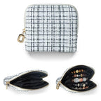 Travel Jewelry Case, Small Tweed Jewelry Bag with Zipper, 5-Layer Anti-Scratch Pouch for Bracelets Necklaces Earrings, Tangle-Free Jewelry Storage, Gift for Her Tweed Black White - color: WOVEN-BlackWhite