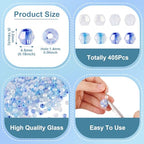 Beadthoven 405Pcs 4mm Bicone Glass Beads Blue Clear Crystal Glass Seed Beads Rainbow Plated Transparent Small Mini Pony Loose Spacers for Bracelets Jewelry Making Necklace DIY Crafts Supplies - color: Blue