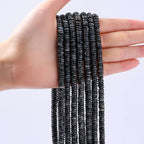 Natural Black Spectrolite Disk Stone Spacer Beads 6x2mm 38cm/str Flat Rondelle Loose Semi Gemstone Caps for Making Bracelets Necklace - color: Black Spectrolite