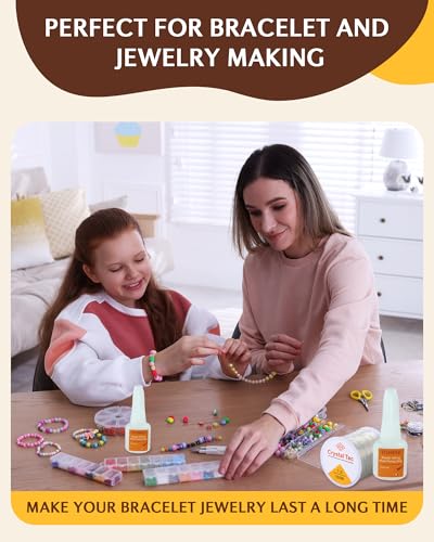 ZUAWAE Jewelry Glue for Elastic String, Bracelet Glues with 1mm Elastic String for Bracelets to Clay Beads Bracelet Making Kit, Jewelrys Fixing Kit, Jewelry Making Supplies - color: 1 mm Elastic String with Jewelry Glue