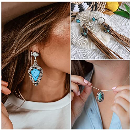 PH PandaHall 24Pcs Western Jewelry for Women Earring Bohemian Turquoise 12 Styles Pendant Charm DIY Bracelet Necklace Making, # Sky Blue (FIND-TA0001-79-Yilisi)
