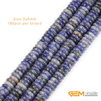 GEM-Inside 2x6mm Natural Blue Sodalite Jasper Stone Heishi Disc Rondelle Spacer Beads for Jewelry Making Full 15" Strand Energy Stone Healing Power Crystal - color: Blue Sodalite Jasper