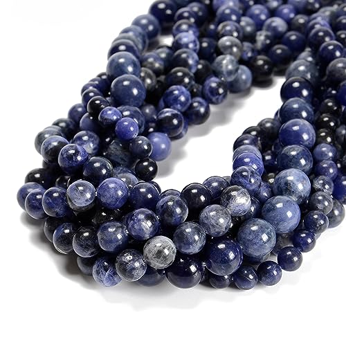 62Pcs Blue Sodalite 6mm Beads Natural Stone Round Gemstone Genuine Real Stone for DIY Bracelet Jewelry String Making - color: Blue Sodalite, size: 6mm