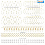 298Pcs Earrings Beading Hoop Set with 48 Teardrop Round Beading Hoop Earring Bulk Earring Finding Component,50 Hooks,100 Jump Ring,100 Ear Backs for DIY Jewelry Making Earrings Making Supplies(K Gold) - color: 298Pcs-K Gold