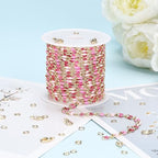 YOUBEIYEE Rose Pink Enamel Cable Chain for Jewelry Making Gold Plated Brass Jewelry Chain Roll with Jump Rings and Lobster Clasps - color: Rose Pink