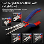 WORKPRO 6-piece Mini Pliers Set - Needle Nose, Diagonal, Long Nose, Bent Nose, End Cutting and Linesman, for Making Crafts, Repairing Electronic Devices, with Pouch - color: Blue